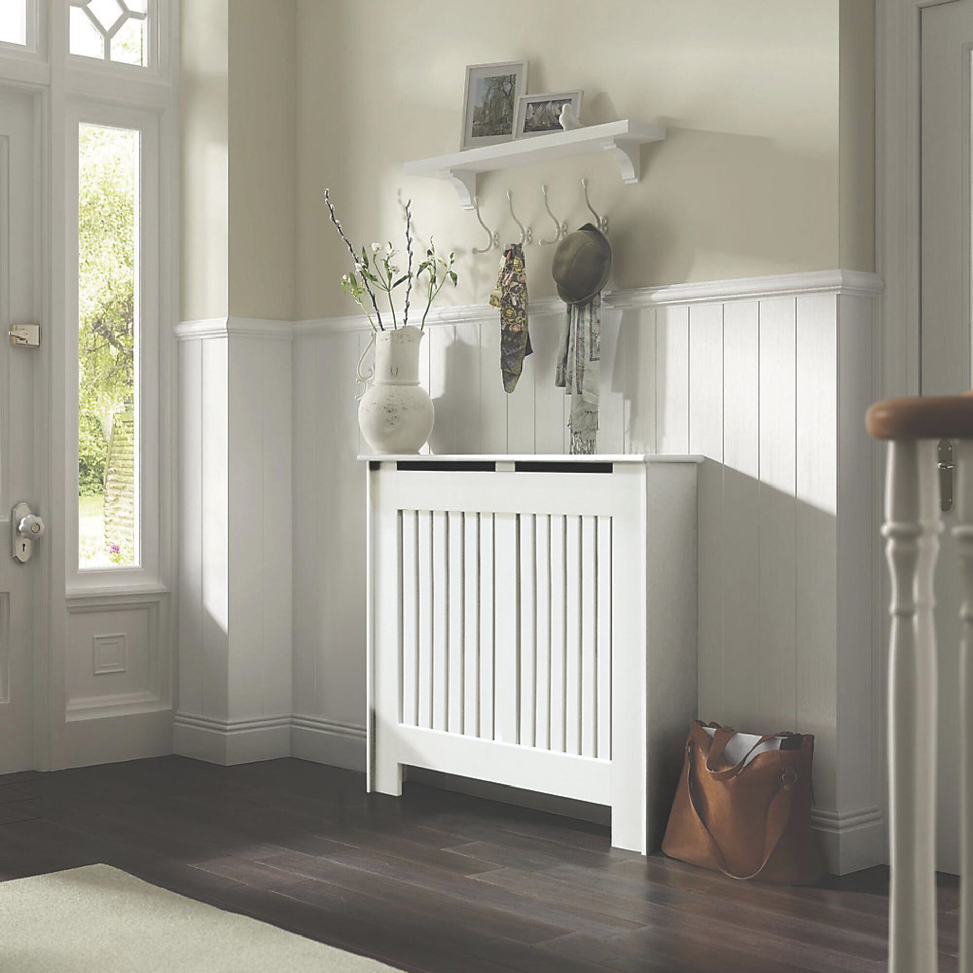 (JL69) 1020 X 180 X 800MM CONTEMPORARY KENSINGTON RADIATOR CABINET SMALL WHITE . Ideal for con...