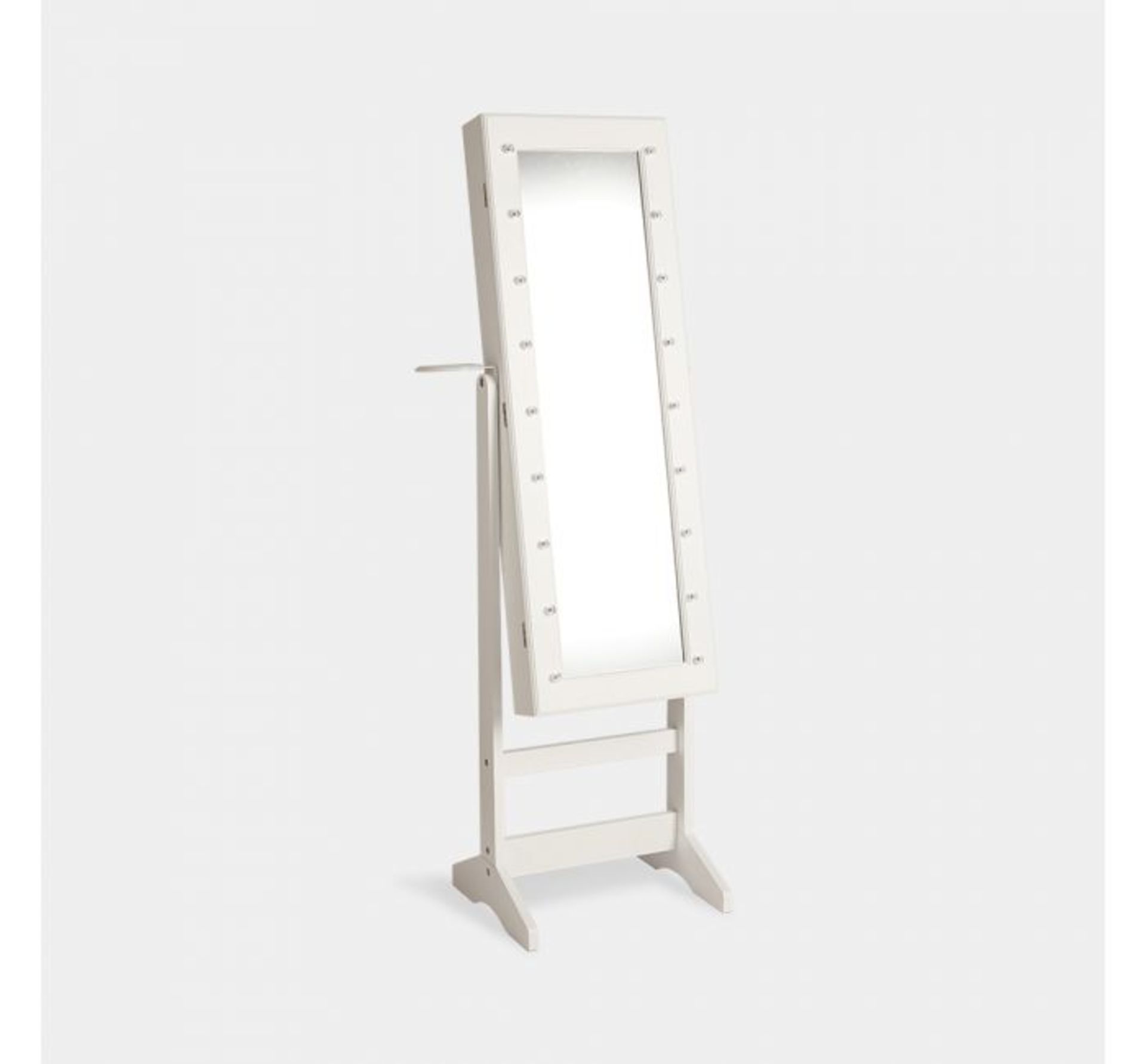 (JL11) White LED Armoire Storage Mirror Free standing mirror and jewellery cabinet holds up to... - Image 3 of 4
