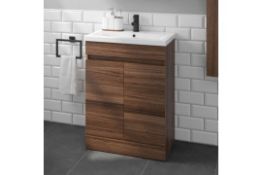 600mm Trent Walnut Effect Double Door Sink Cabinet - Floor Standing. RRP £499.99. COMES COMPLE...