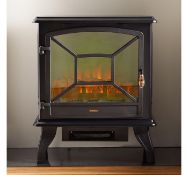 (QP190) 1800W Black Panoramic Stove Heater Three tempered glass panels give a panoramic view o... (