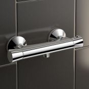 (QP60) Round Bar exposed shower Mixer Valve Wall Mounted. Chrome plated solid brass mixer Buil... (