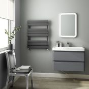 (QP49) 1200x600mm Anthracite Flat Panel Ladder Towel Radiator. RRP £449.99. We use low carbon ... (