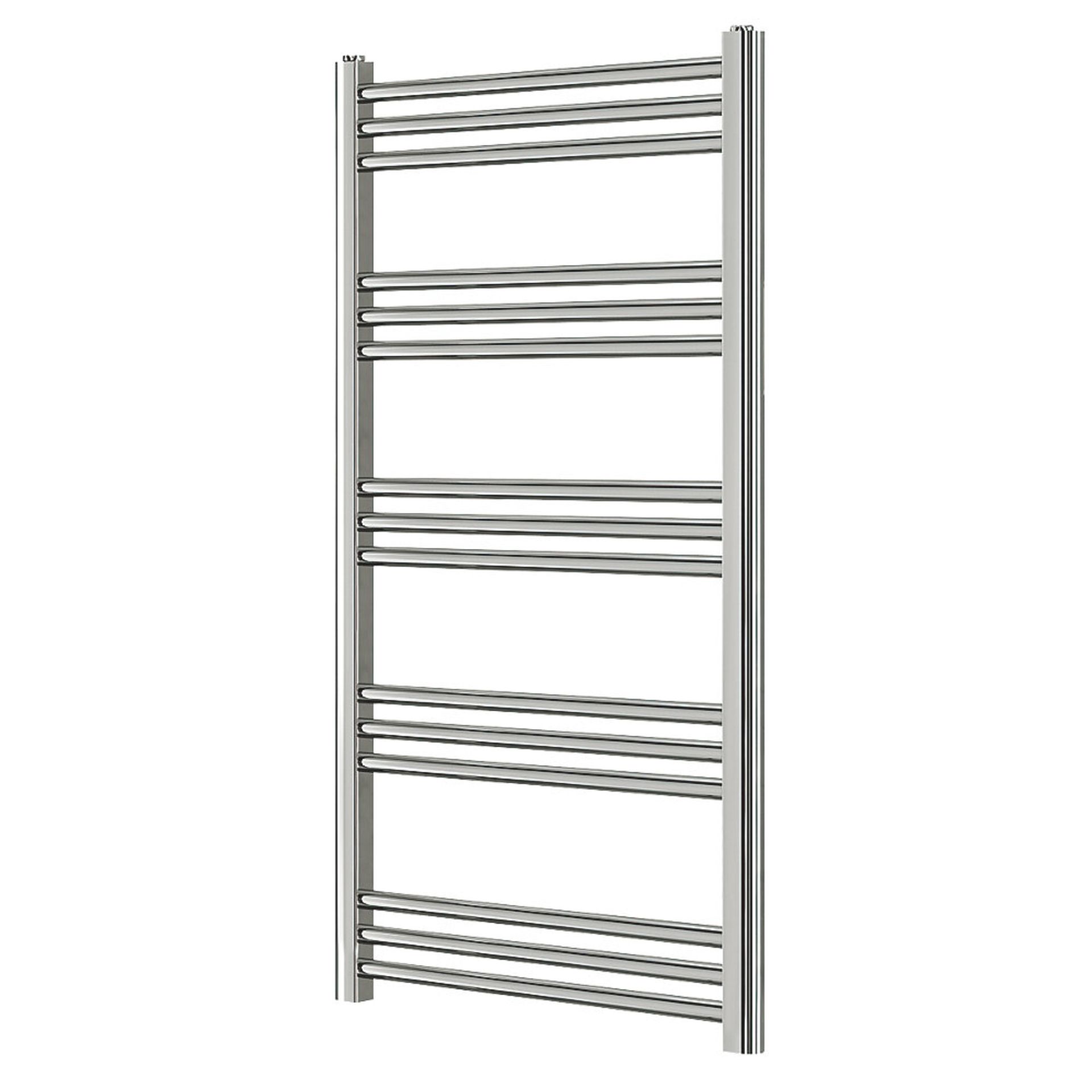 (QQ54) 1100x500mm Flat Chrome Towel Radiator. RRP £164.99. Mild steel construction with a - Image 2 of 2