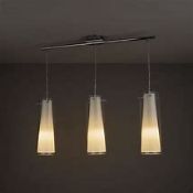 (QP65) Kamara White 3 Lamp Pendant Ceiling light. RRP £88.99. Suitable for use with energy sa...  (