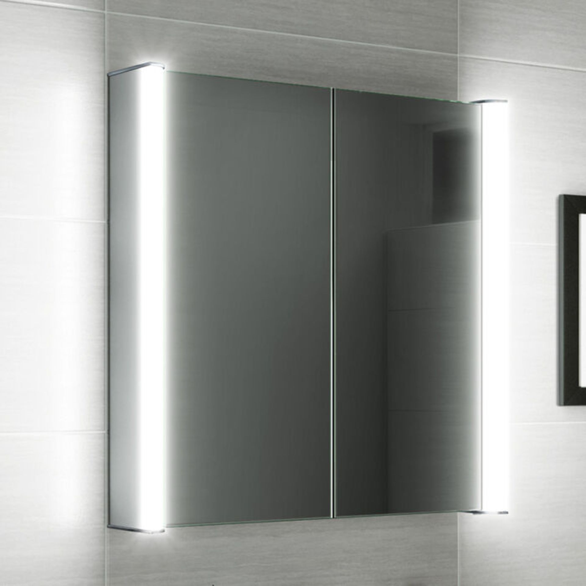 (QP14) 600x650mm Luminaire Illuminated LED Mirror Cabinet - Bluetooth Speaker & Shaver - Image 2 of 3