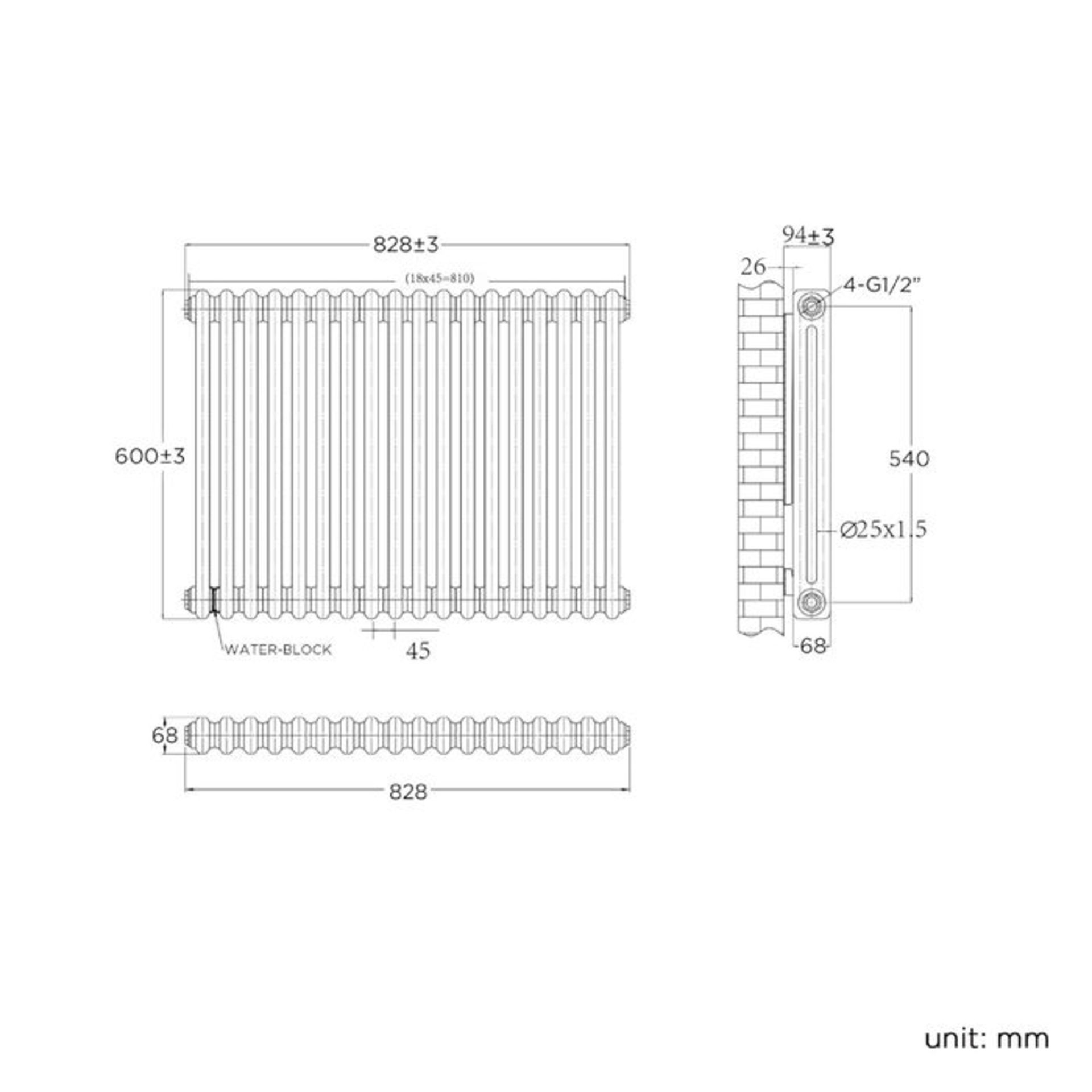 600x833mm White Double Panel Horizontal Colosseum Traditional Radiator. RRP £393.99. For elega... - Image 4 of 4