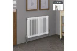 (QP19) 600x628mm White Double Panel Horizontal Colosseum Traditional Radiator. Made from low c... (