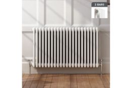 (QP107) 600x1410mm White Double Panel Horizontal Colosseum Traditional Radiator. Made from