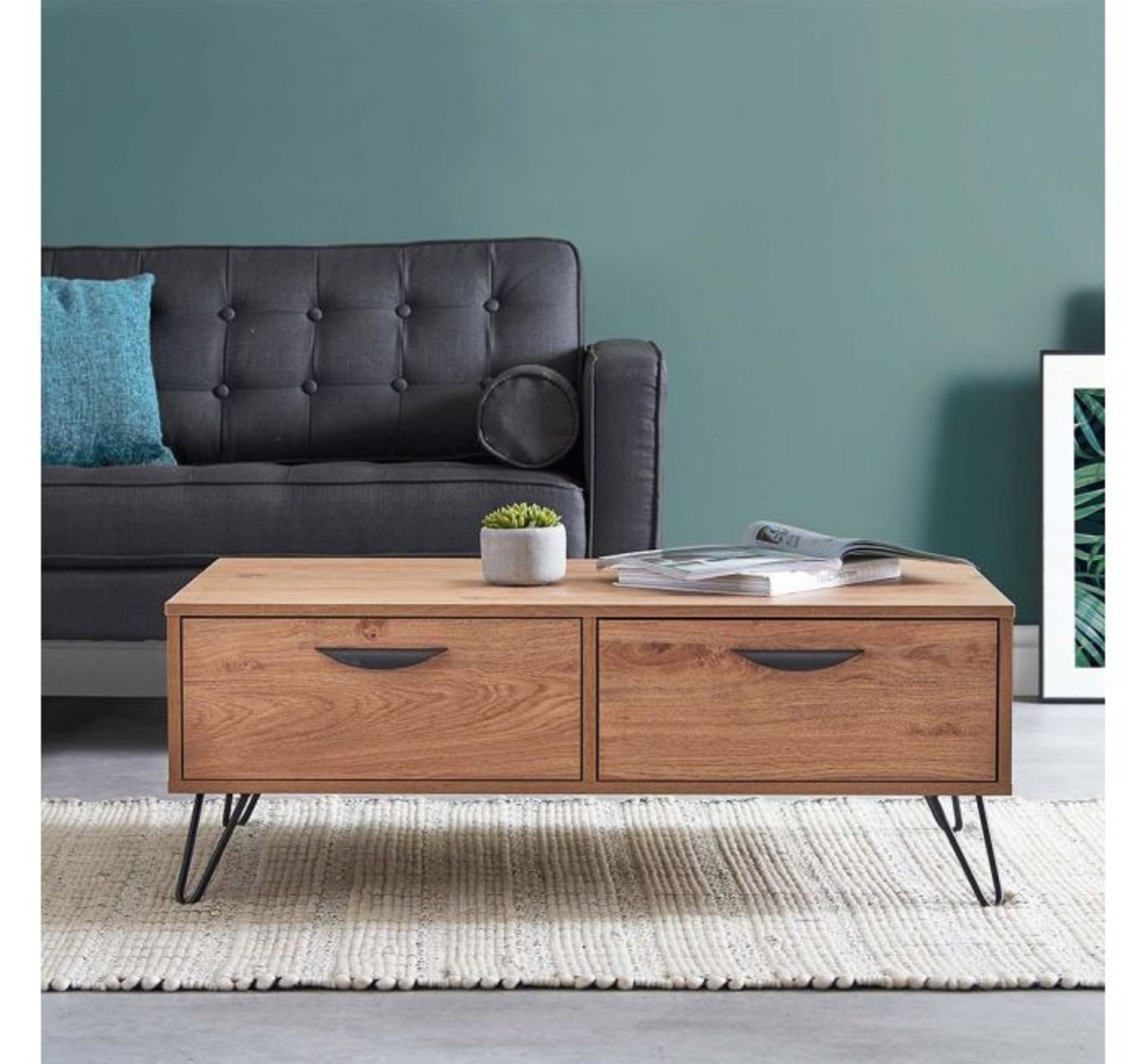 (QP28) Capri Coffee Table Lightweight MDF frame is coated in a premium look 3D oak-effect vene... (