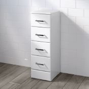 (QP78) 250x300mm Quartz Gloss White Multi Drawer Unit. RRP £299.99. Pristine gloss white finis... (