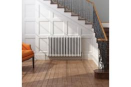 (QP138) 2000x490mm White Double Panel Horizontal Colosseum Traditional Radiator. Made from