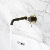 (QP59) Valletta Black & Gold Wall Mounted Bath Tap . Luxurious smooth matte black finish with ... (