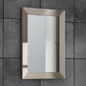 (QP34) 300x450mm Clover Metallic Nickel Framed Mirror. Made from eco friendly recycled plasti... (