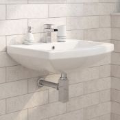 (QP58) Perth Wall Mounted Sink. RRP £94.99. Features a single tap hole suitable for our vast r... (