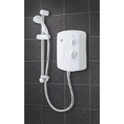 (QP110) TRITON ENRICH WHITE 8.5KW MANUAL ELECTRIC SHOWER. A great value unit that is easy to u... (