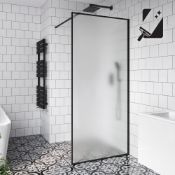 (JL8) 1000mm 10mm Black Frame Frosted Glass Shower Screen. RRP £499.99. Manufactured from   (JL8)