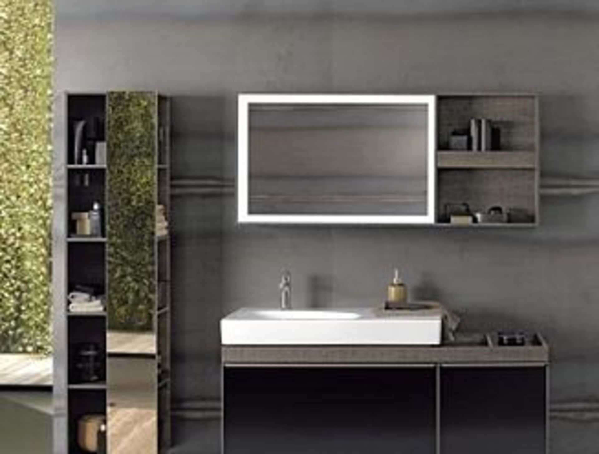 (RR12) Geberit Citterio Illuminated Mirror with Shelf Unit. RRP £981.99. With left/Right stora... (