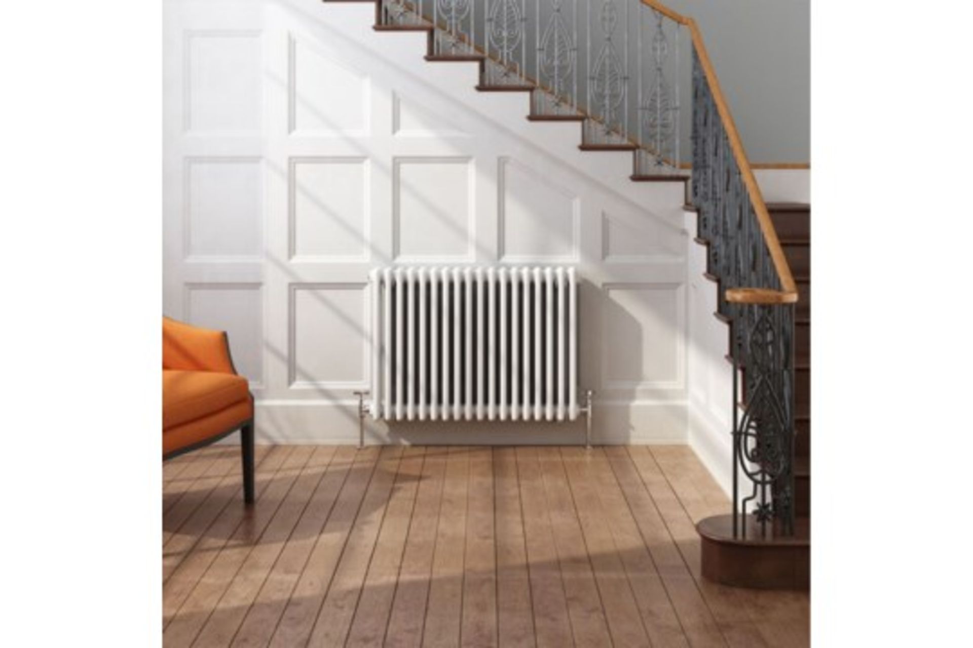 (QP136) 600x812mm White Double Panel Horizontal Colosseum Traditional Radiator. Made from low ... (