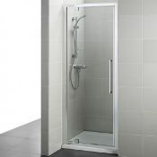 (RR114) 760mm White Pivot Shower Door. RRP £299.99. It makes a modern minimal semi framed rang... (