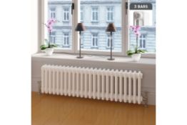 (QP132) 600x628mm White Four Panel Horizontal Colosseum Traditional Radiator. RRP £443.99.Made... (