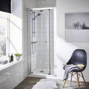 (RR115) 760mm White Shower door with Pivot door. RRP £299.99. With 5mm toughened glass, the sh... (