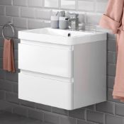 (RR7) 600mm Denver Vanity Unit Wall Hung With Chest of Drawers White High Gloss. RRP £549.99. ... (