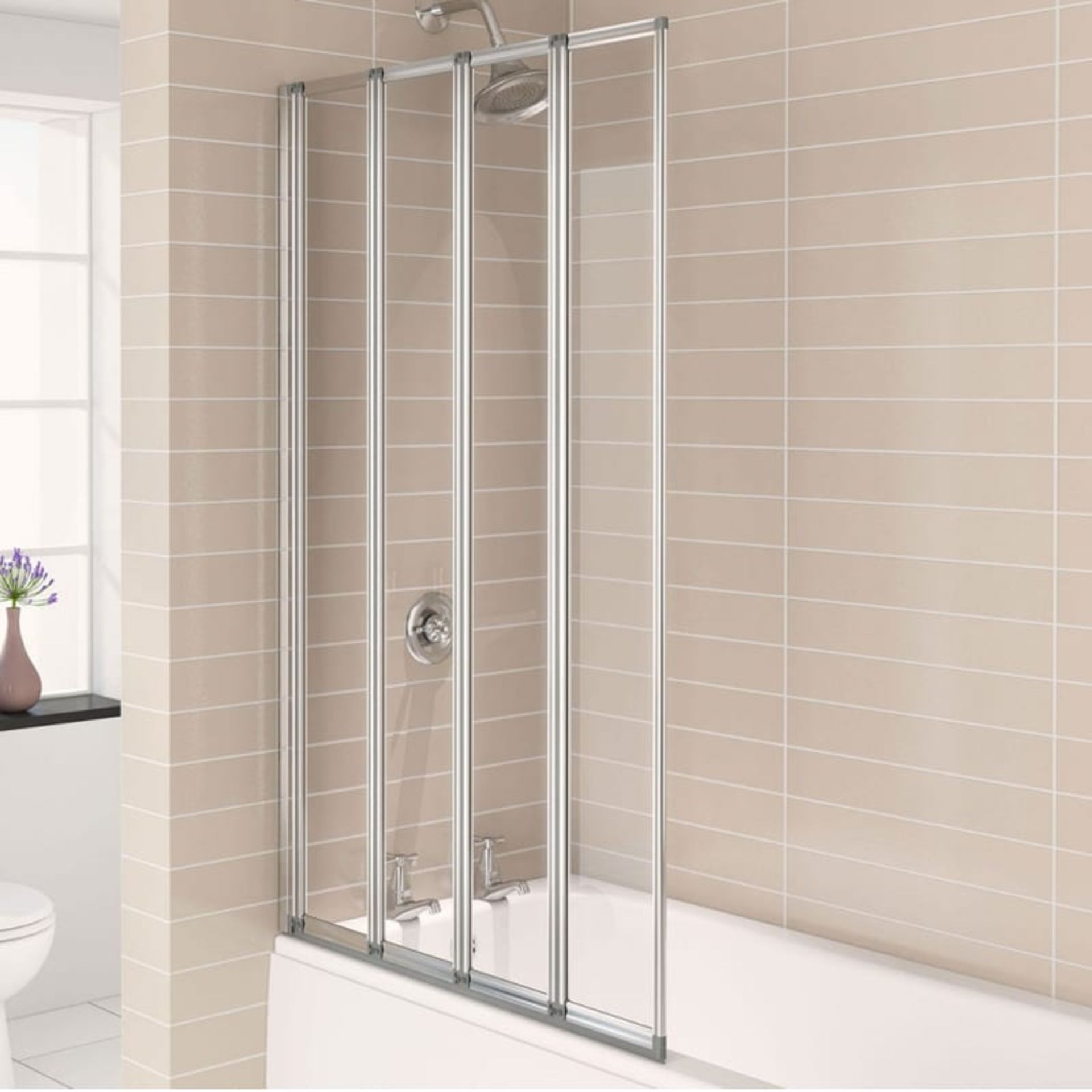 (RR72) 1400x840mm Straight 4 panel Folding bath screen. This refined and elegant bath screen - Image 2 of 2