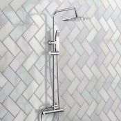 (QP151) Exposed Thermostatic 2-Way Bar Mixer Shower Set Chrome Valve 200mm Square Head +  (QP151)