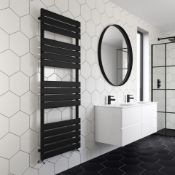 (TT55) 1600x600mm Matte Black Flat Panel Ladder Towel Radiator. RRP £499.99.Our expertly engin... (