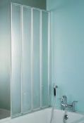 (RR72) 1400x840mm Straight 4 panel Folding bath screen. This refined and elegant bath screen