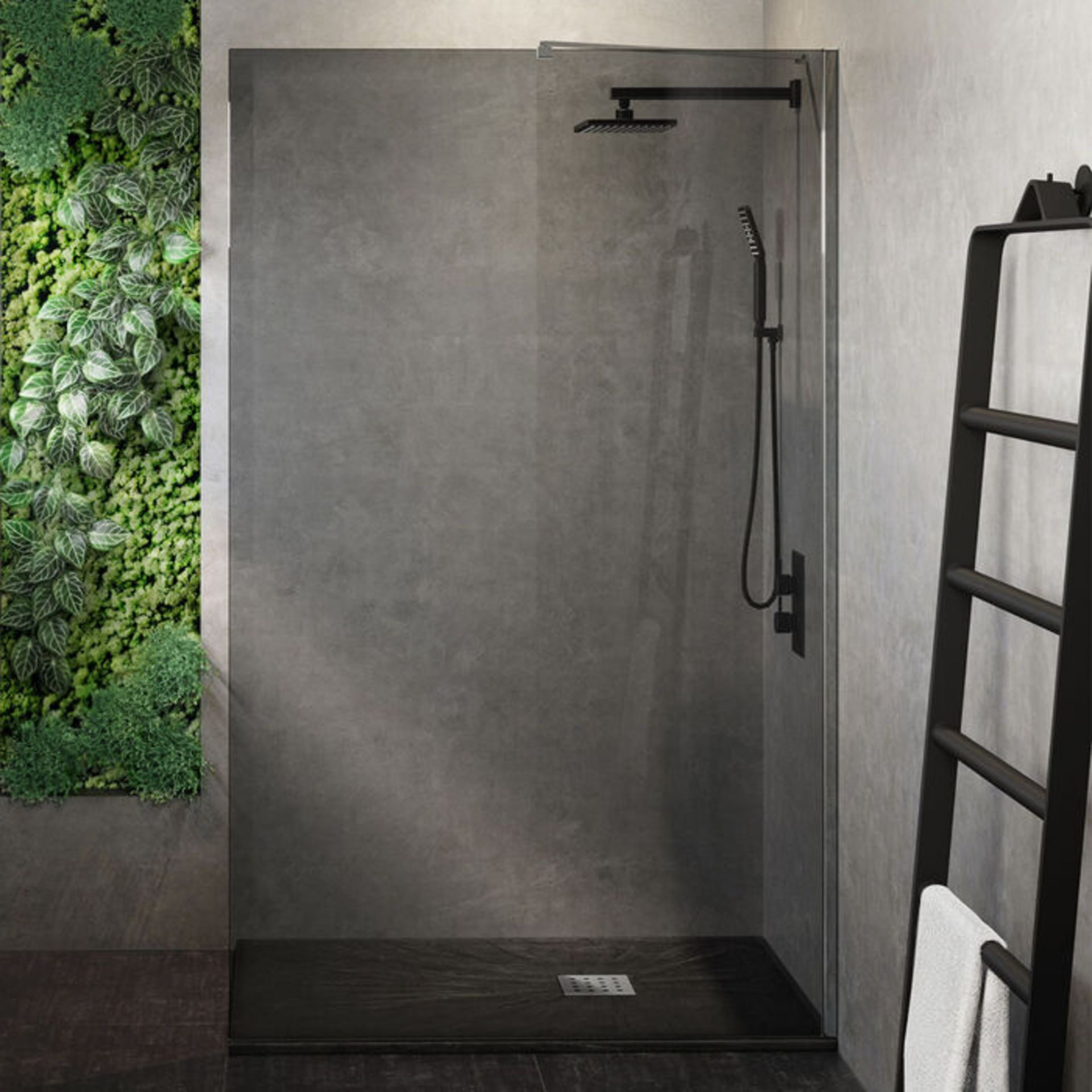 (RR6) 1200mm - 8mm Designer EasyClean Smoked Glass Wetroom Panel. RRP £499.99. Stylish smoked ... ( - Image 4 of 5