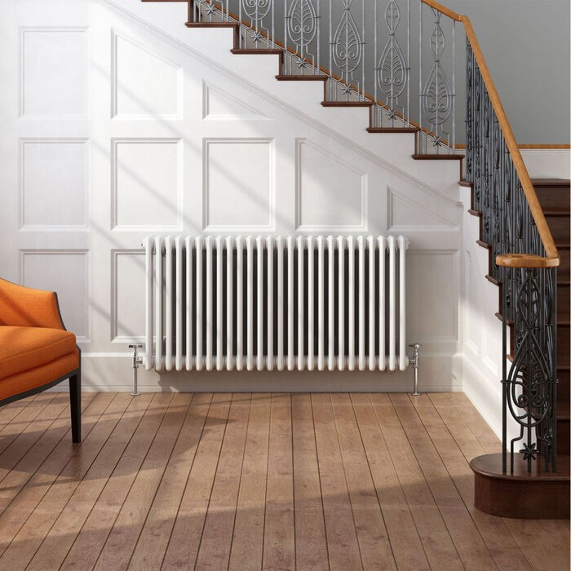 (RR87) 600x1410mm White Double Panel Horizontal Colosseum Traditional Radiator. RRP £589.99.Fo... (