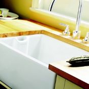 (RR153) Ceramics Classic Belfast 1 Bowl White Fire Clay Ceramic Kitchen Sink - 595 x 455mm .