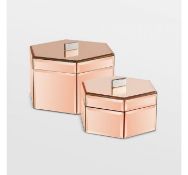 (JL53) Rose Gold Mirrored Trinket Boxes - Set Of 2 Keep your space neat and tidy and your   (JL53)