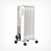 (H66) 7 Fin 1500W Oil Filled Radiator - White Powerful 1500W radiator with 7 oil-filled fins ?...