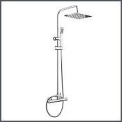 (JL57) Exposed Thermostatic 2-Way Bar Mixer Shower Set Chrome Valve 200mm Square Head +   (JL57)