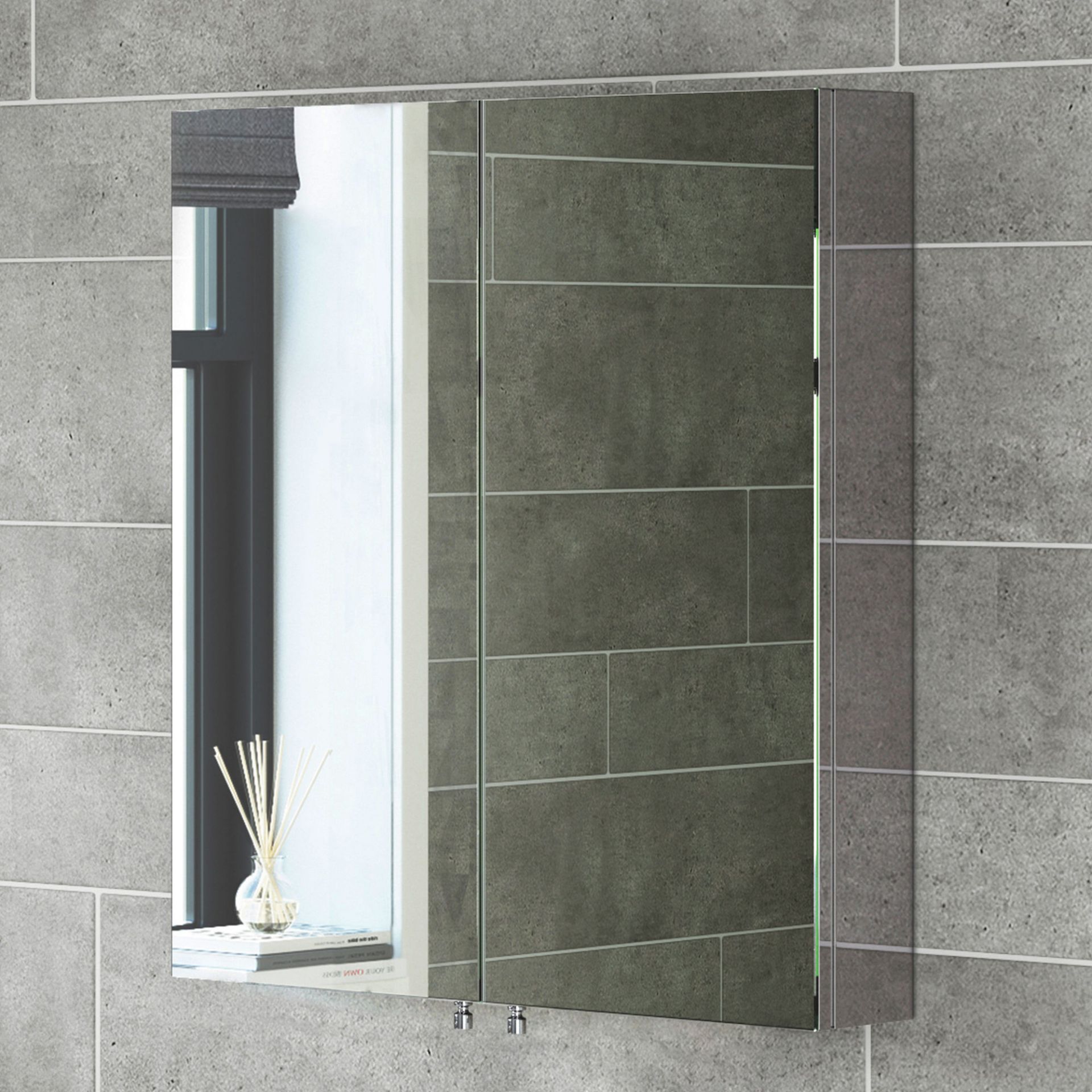 (PC101) 600x670mm Liberty Stainless Steel Double Door Mirror Cabinet. RRP £299.99. Made from h...(