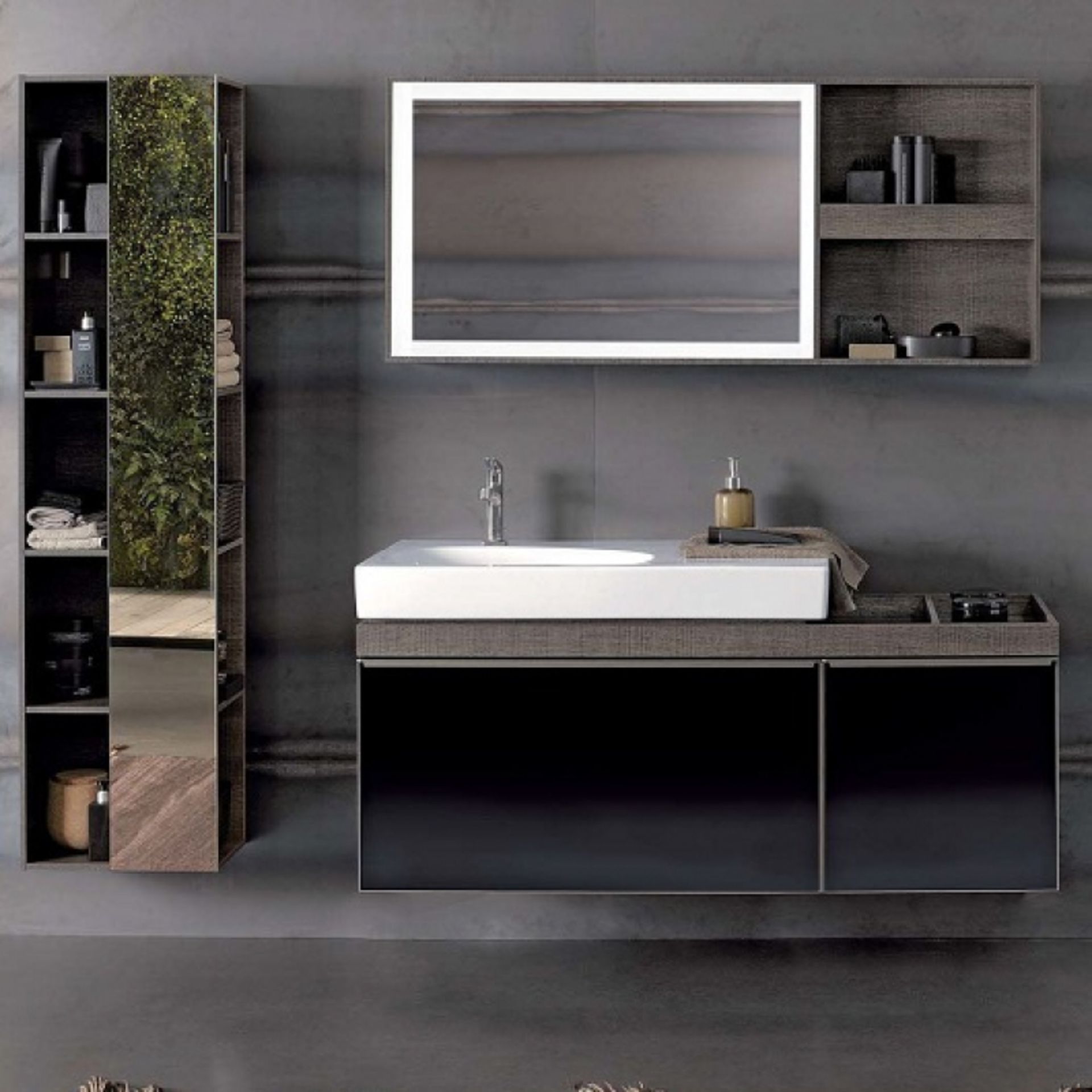 (PC9) Keramag Citterio Grey/Brown Illuminated Mirror With shelf Right/Left. RRP £579.99. 1334x...( - Image 4 of 4