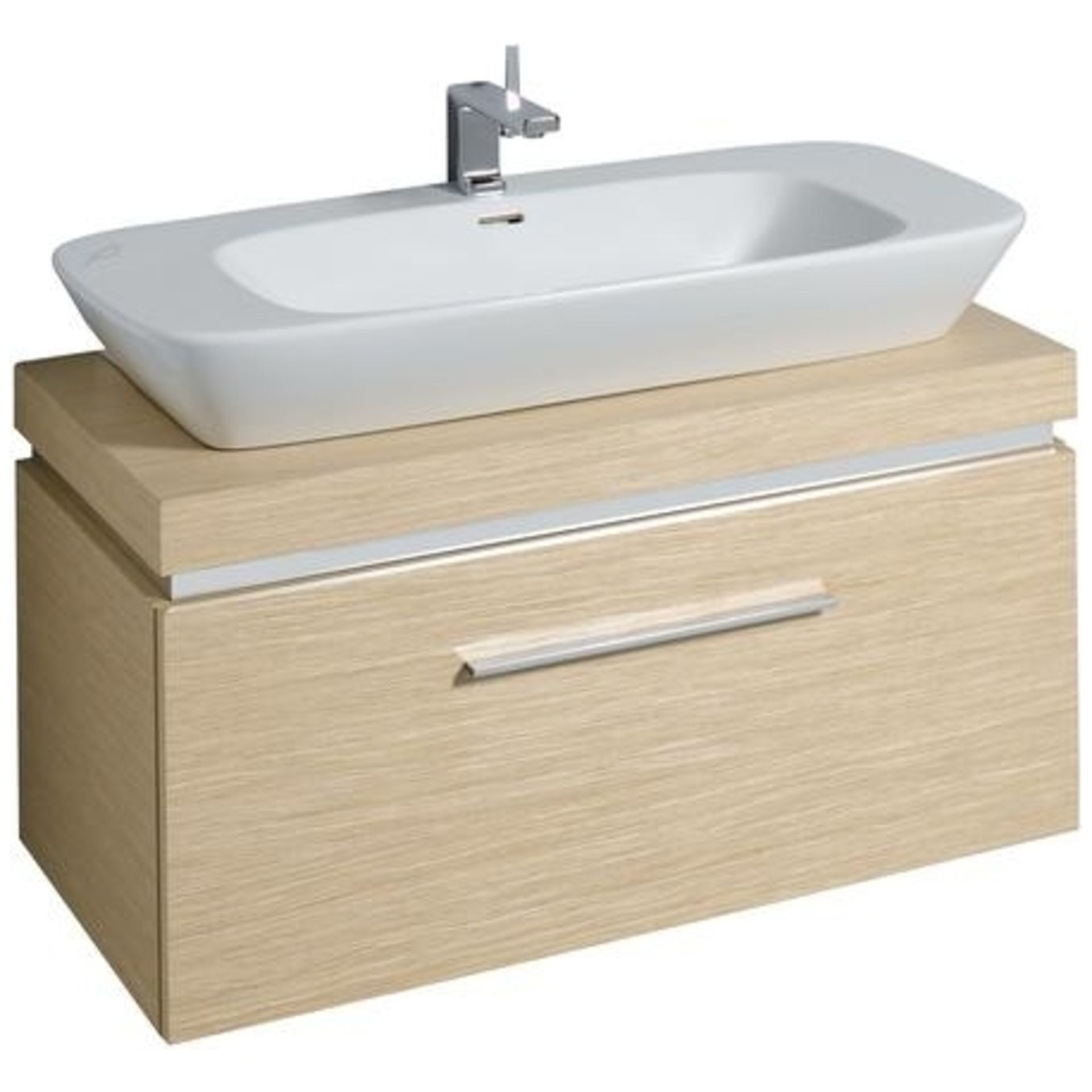 (PC7) 1000mm Keramag Silk Wall Hung Oak Basin Unit. RRP £981.99. .Comes complete with basin. ...( - Image 2 of 3