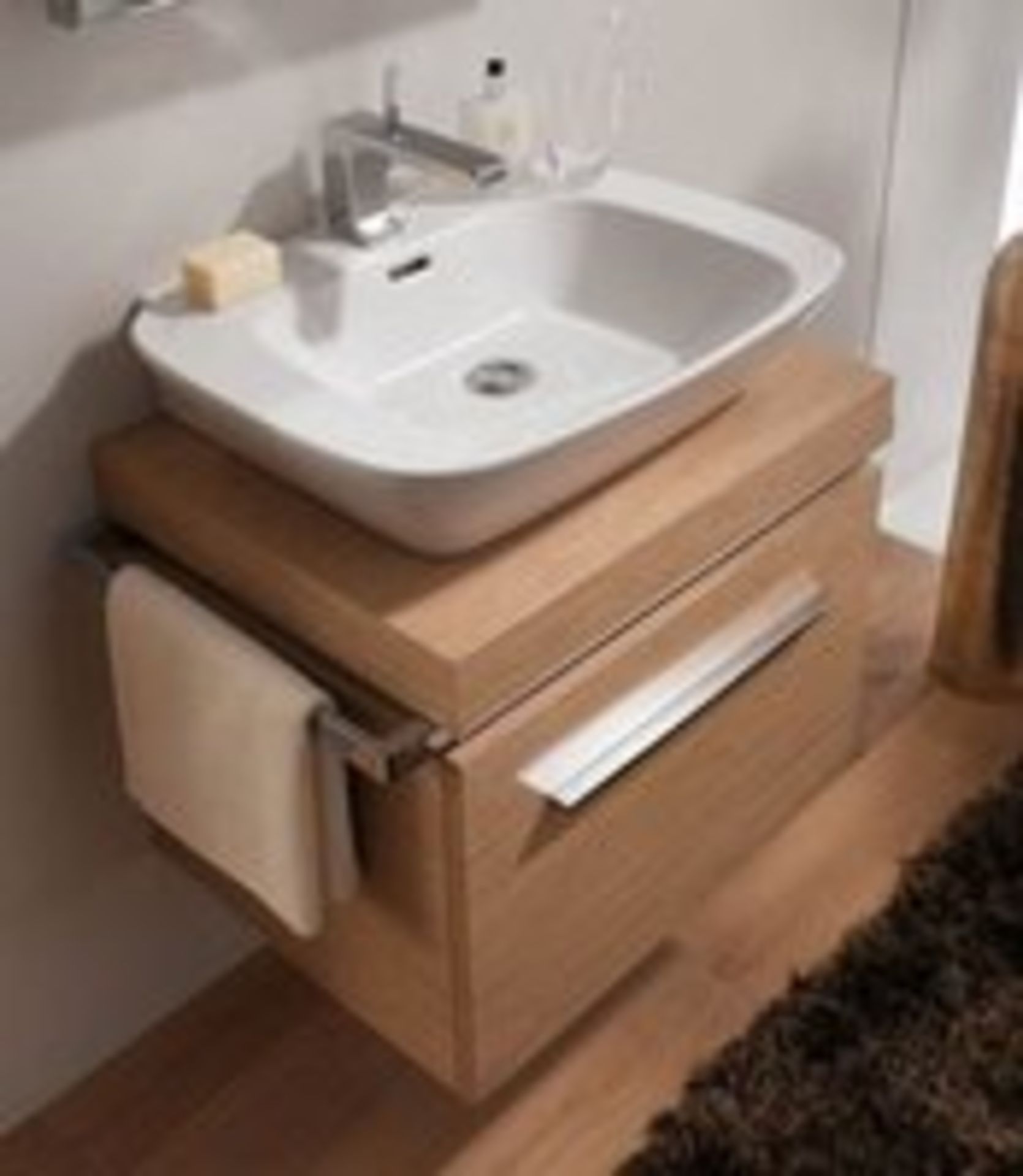 (PC7) 1000mm Keramag Silk Wall Hung Oak Basin Unit. RRP £981.99. .Comes complete with basin. ...(