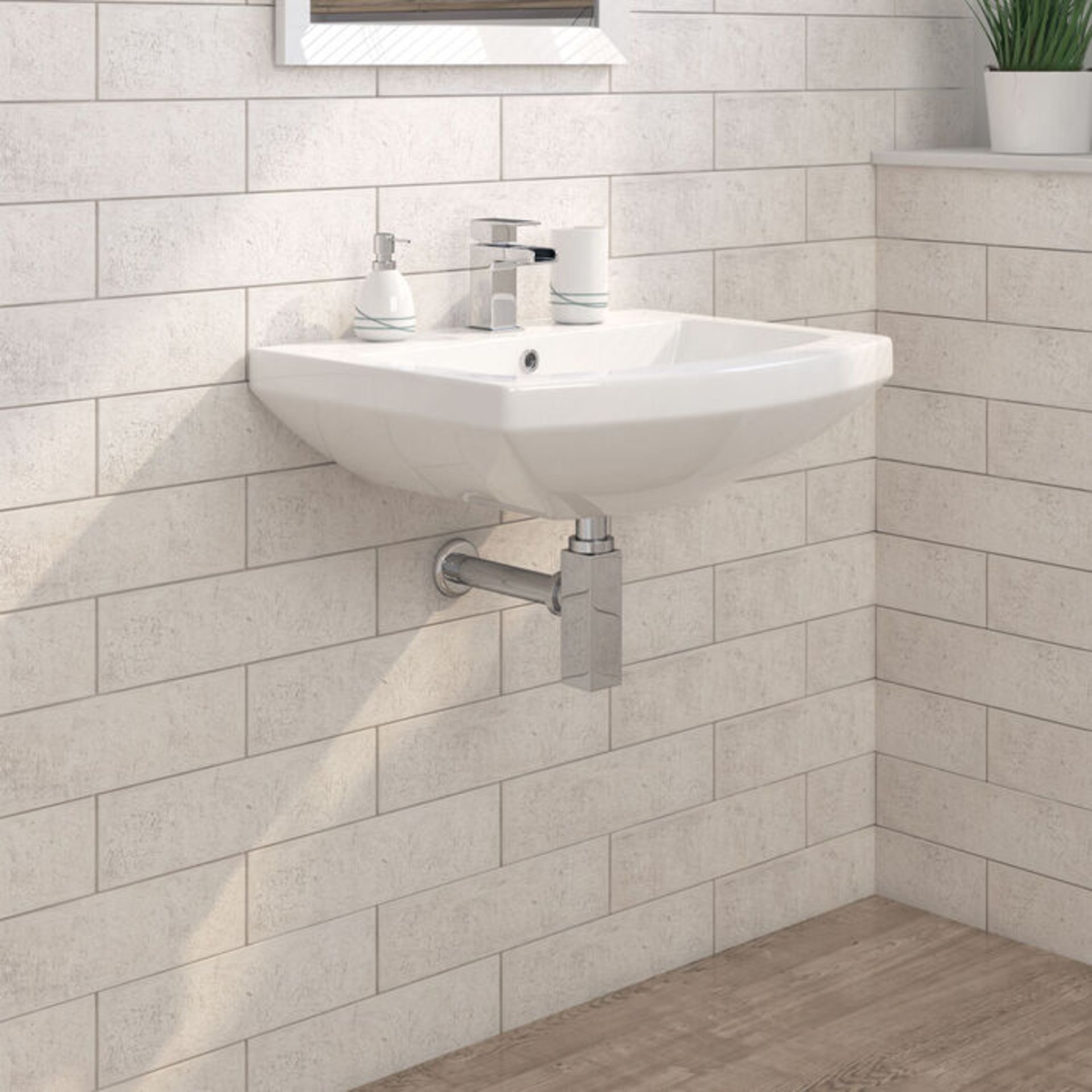 (PC61) Perth Wall Mounted Sink Features a single tap hole suitable. Wall mounted space saving...( - Image 2 of 3