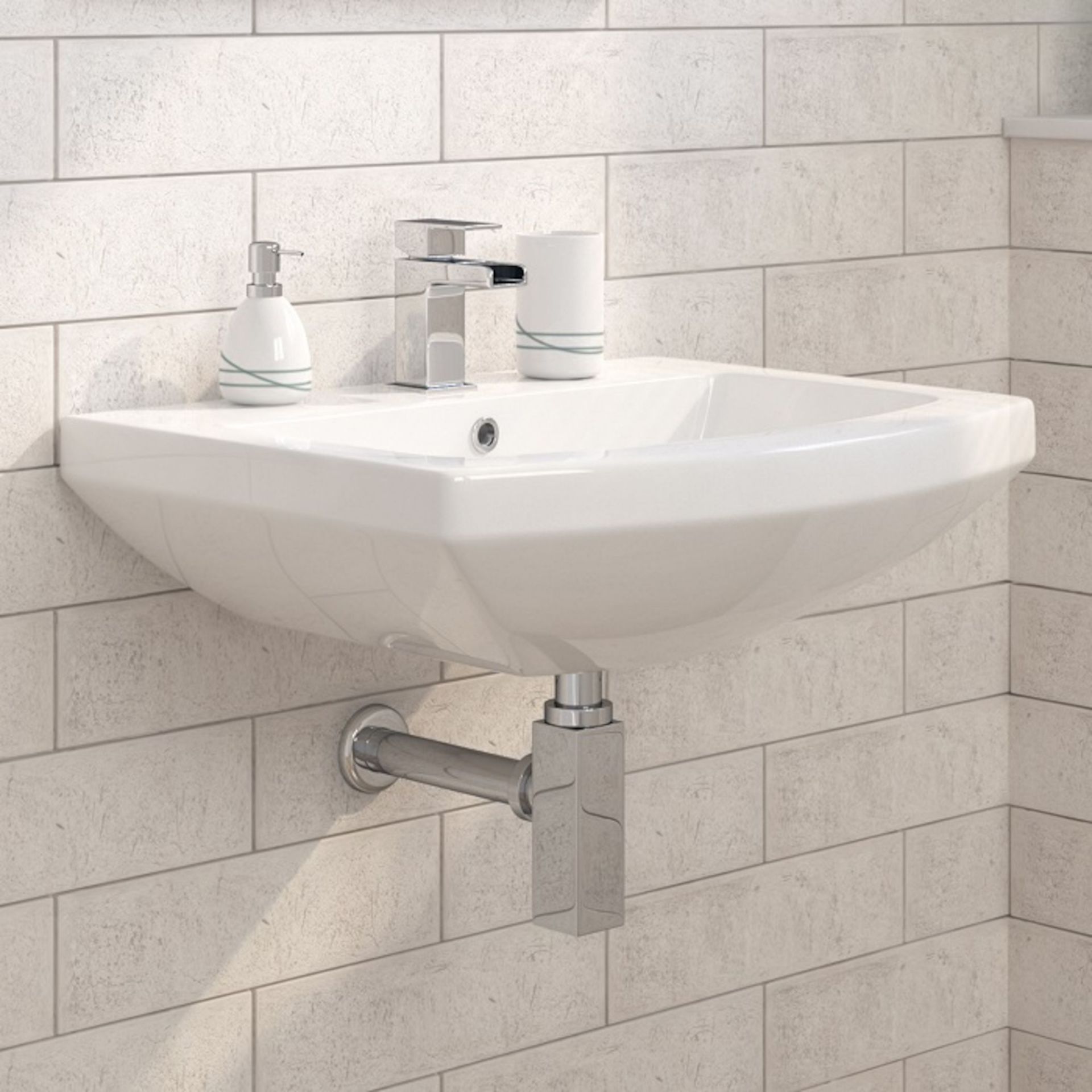 (PC61) Perth Wall Mounted Sink Features a single tap hole suitable. Wall mounted space saving...(