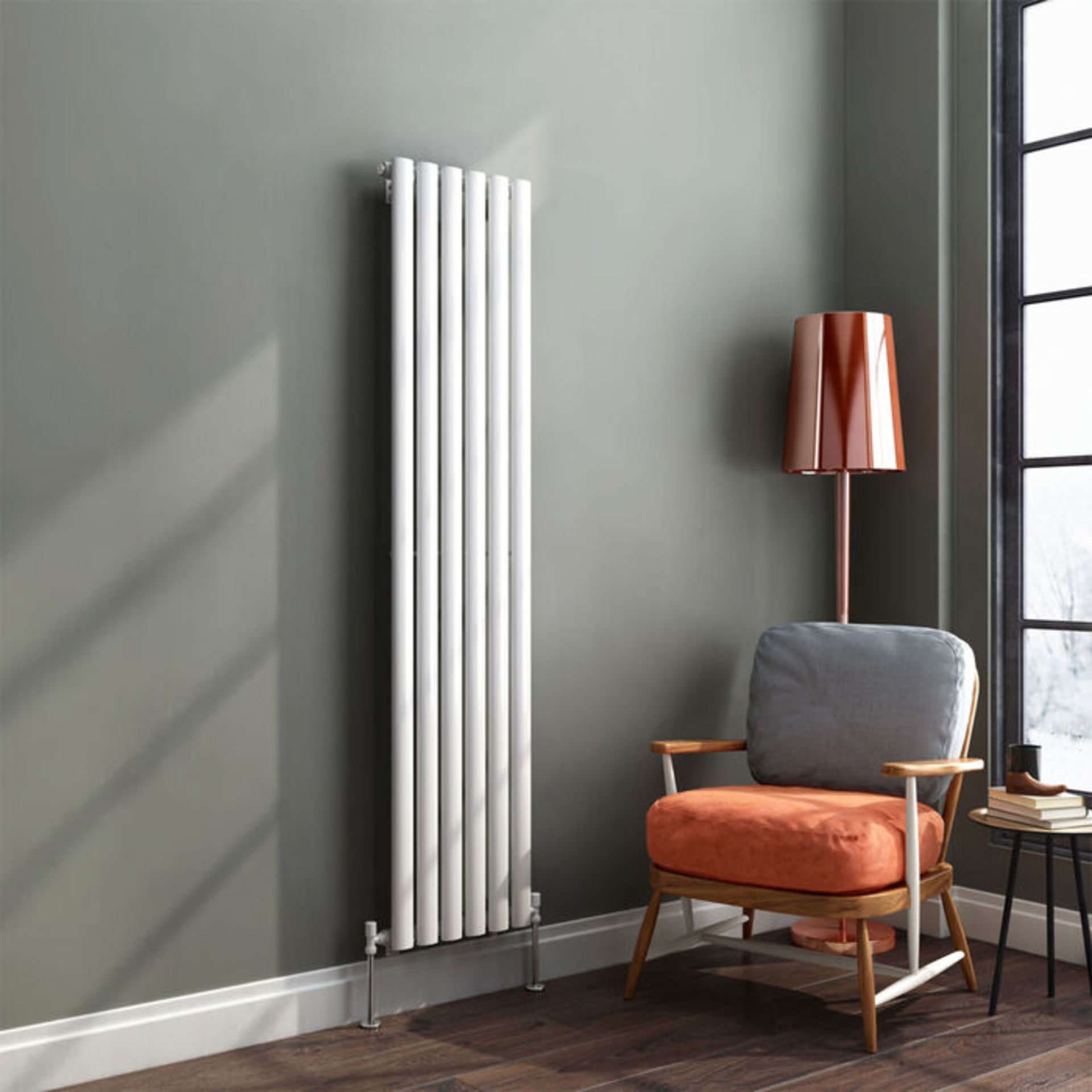1800x360mm Gloss White Single Oval Tube Vertical Radiator. RRP £344.99. Made from high qualit... - Image 2 of 2