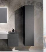 (XL143) Keramag Xeno Scultura Grey Tall cabinet. RRP £1,175.99. 400x1700x351mm, wood texture ...
