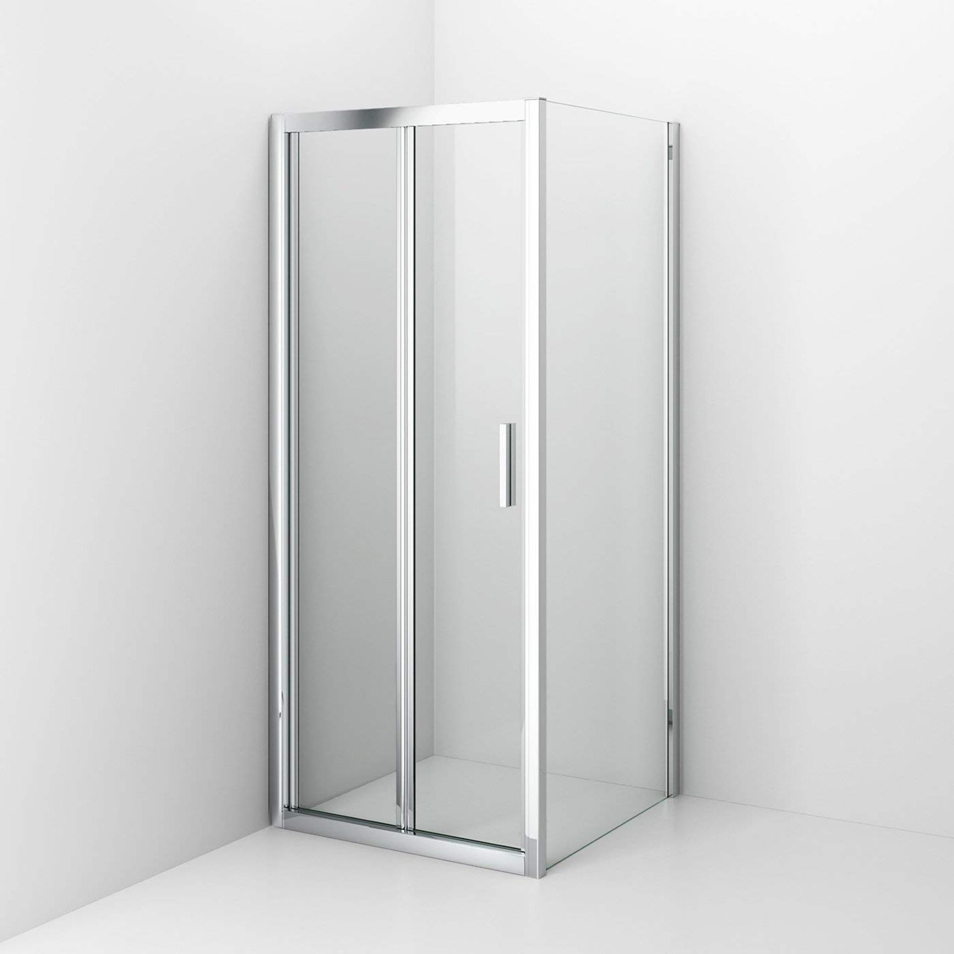 Twyfords 700x700 Pivot Hinged 8mm Glass Shower Enclosure Reversible Door + Side Panel. RRP £34... - Image 4 of 4