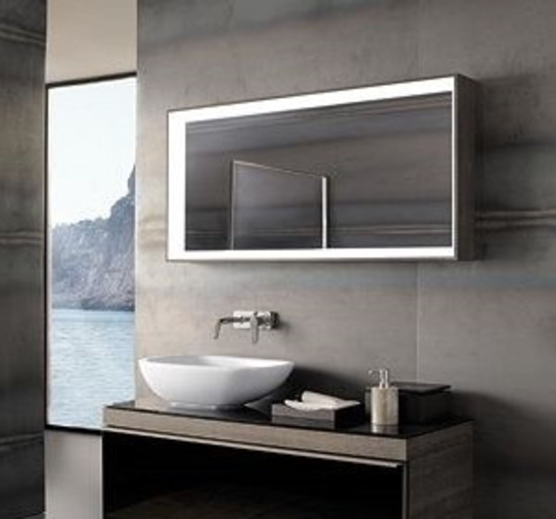 (XL32) 1184x140x584mm Citterio Grey/Brown illuminated Mirror. RRP £812.99. If youre looking fo...