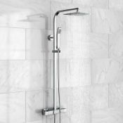 (XL145) 200mm Thermostatic Waterfall Shower Set Chrome Square - 20 cm - With Hand Shower. Ther...
