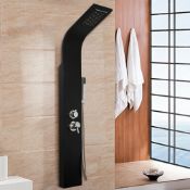 (XL3) Black Shower Tower Panel System Twin Heads With Luxury body jets. RRP £699.99. Built-i...