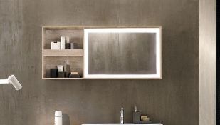 (XL8) Keramag Citterio Natural Beige with shelf Illuminated Mirror. RRP £1,159.99. Wood struct...