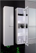 (XL138) Keramag Silk Tall cabinet with Mirror and Light. RRP £889.99. White high gloss, Kerama...